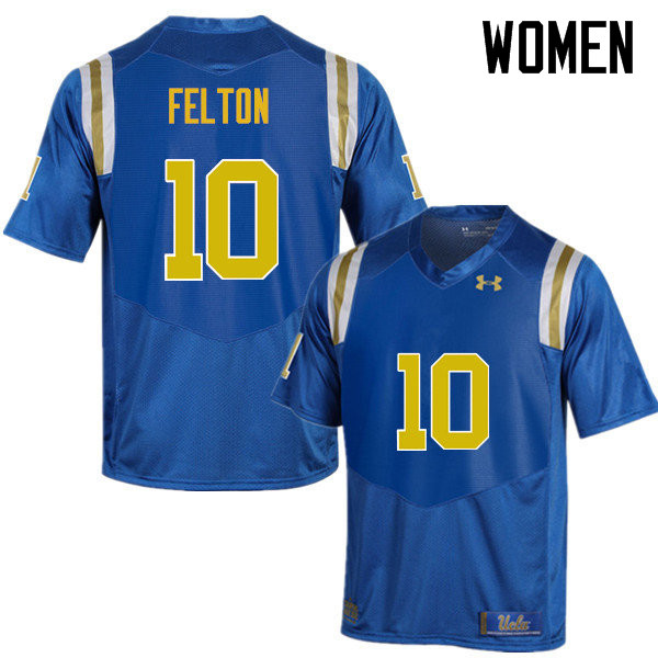 Women #10 Demetric Felton UCLA Bruins Under Armour College Football Jerseys Sale-Blue